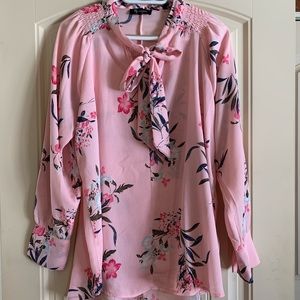 Pink Lily Morgan Blouse with Tie at Neck